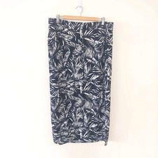Target Blue Long Maxi Skirt Size 16 Pockets Leaf Print Elastic Waist Drawstring Skirt price