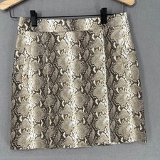 Sheike Skirt Womens 10 Beige White Patterned Snake Mini Animal Print Pockets Skirt price