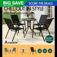 ALFORDSON Outdoor Patio Set Round Table and Chairs Bistro Set Garden Furniture Garden Furniture Set price