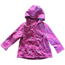 Mini Club Kids AU 2 Rain Coat / Hooded Jacket Pink Floral Lined EUC Baby Raincoat price