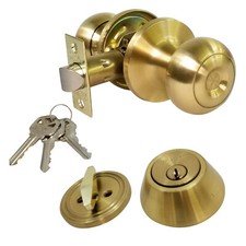 Passage Doorknob and Keyed Deadbolt Lock Set Entry Kw1 Satin Brass with 3 Keys Doorknob Lock price