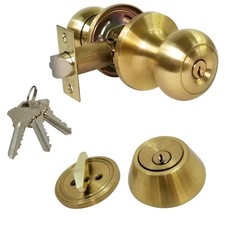 Entry Doorknob and Deadbolt Lock Set Keyed Entry Sc1 Satin Brass with 3 Keys Doorknob Lock price