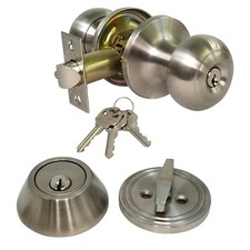 Doorknob and Deadbolt Lock Set Keyed Cylinders with 6 Keys Entry Ext/Int Kw1 SS Doorknob Lock price