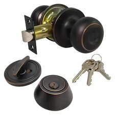 New Passage Doorknob and Keyed Deadbolt Lock Set with Keys Entry Kw1 ORB Doorknob Lock price