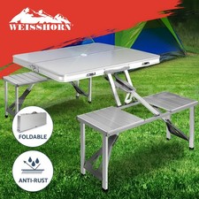 Weisshorn Aluminium Camping Table with Chairs Foldable Picnic Garden Bench Garden Table price