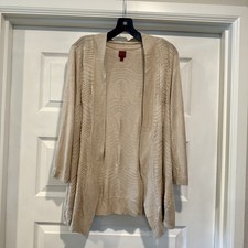 212 Collection Women’s Size L Cardigan Sweater Open Front Beige Texture Pattern Women's Cardigan price