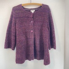 Button Knit Cardigan Sweater Women's L Artsy Soft Cozy Cottage Purple Fuzzy Women's Cardigan price