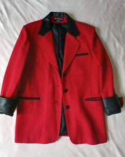 Red Wool Black Leather Teddy Boy Drape Coat Mens 36 38 40 Rock N Roll Hanoi Rock Boys' Overcoat price