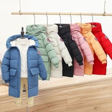 New Kids Boys Girls Padded Coat Parka Hooded Warm Jacket Winter Overcoat Size T Boys' Overcoat price