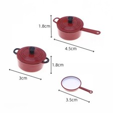 3Pcs Dollhouse Accessories 1:12 Alloy Enamel Pots And Pans Mini Cooking Play Kit Pots and Accessories price