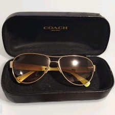 COACH 9005/13 Women's Aviator Sunglasses w/ Case- Gold, Tortoise, Green Women's Sunglasses price