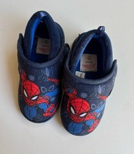 Marvel Spiderman kids boys size 8 blue pull on slippers, VGUC Boys' Slippers price