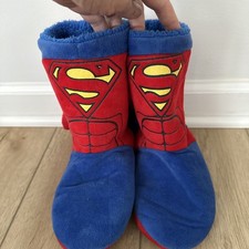 DC Comics Superman Plush Slippers Kids Sz 13-1 Cape Non Slip House Shoes Boys' Slippers price