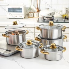 10pcs 304 Stainless Steel Cookware Set with Lids,Pots And Pans Kitchen Set Pot / Pan Sets price