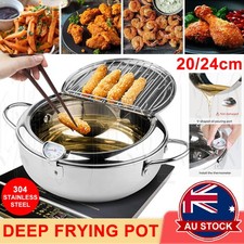 20/24cm Japanese Deep Frying Pot with a Thermometer Kitchen Tempura Fryer Pan Pans price