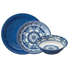 Pandex Melamine Dinnerware 12 Piece Set Blue Plates and Bowls Set BPA Free Dinnerware Set price