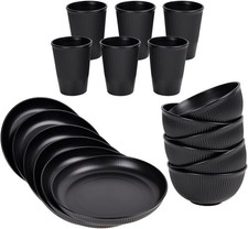 18Pcs Wheat Straw Dinnerware Set Kitchen Plates and Bowls Sets Unbreakable Dinne Dinnerware Set price