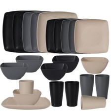16pcs/Set Square Plastic Dinnerware Set Wheat Straw Tableware Large Capacity_ Dinnerware Set price