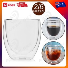 Set of 2/6 Double Wall Glass Coffee Cups 250ml Insulated Tea Latte Espresso Mugs Cup / Glass / Coffee Set price