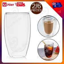 Set of 2/6 Double Wall Glass Coffee Cups 450ml Insulated Tea Latte Espresso Mugs Cup / Glass / Coffee Set price