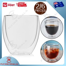 2/6pcs Double Wall Glass Cups 250ml Insulated Coffee Tea Latte Cappuccino Mugs Cup / Glass / Coffee Set price