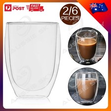 Set of 2/6 Double Wall Glass Coffee Cups 350ml Insulated Tea Latte Espresso Mugs Cup / Glass / Coffee Set price