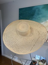 Lola Hats Women’s Beige Straw Crochet Wide Brim Breathable Sun Hat Size M Women's Hat price