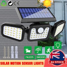 3 Head Solar Motion Sensor Light Outdoor Garden Wall Security Flood Lamp 74LEDs Outdoor Lighting price