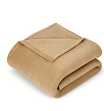Soft Fleece Blanket - Double/Queen Bed, Natural+Size: 240cm (L) x 220cm (W).... Blanket price
