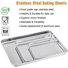 STAINLESS STEEL ROASTING TRAY BAKING OVEN PAN DISH COOKIE ROASTER TIN GRILL RACK Trays / Baking Dishes price