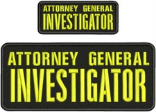 Attorney General  INVESTIGATOR embroidery patch 4x10 & 2x5 hook yellow General Law price