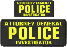 Attorney General Police INVESTIGATOR emb patch 4x10 & 2.5x6 hook on back yellow General Law price