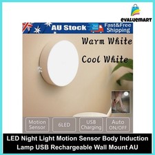 LED Night Light Motion Sensor Body Induction Lamp USB Rechargeable Wall Mount AU Night Light price