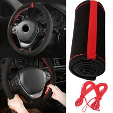 15" Car Steering Wheel Cover Suede Leather w/Needle Thread Anti-Slip Universal Steering Wheel Cover price