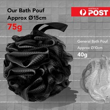 Shower Bath Pouf Loofah Mesh Sponge 3 or 4 x 75g Soft Charcoal Infused Scrubber Pouf price