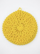 Handmade Yellow Crochet Pouf Ottoman Footstool Boho Decor Pouf price