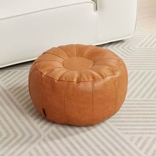 PU Leather Unstuffed Storage Leg Bench Round Storage Pouf  Living Room Pouf price