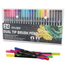 Black-24 colors Felt Tip Drawing Watercolor Art Markers Pen Dual Brush Fineliner Felt-tip Pen price