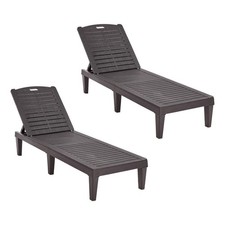 Livsip 2PCS Sun Lounger Patio Outdoor Furniture Brown Sun Lounger price