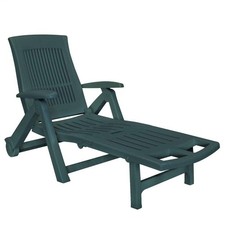 vidaXL Sun Lounger with Footrest Plastic Green Sun Lounger price