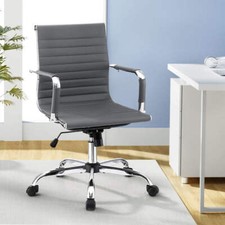 Artiss Office Chair Conference Chairs PU Leather Mid Back Grey Conference Chair price