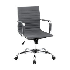 Artiss Office Chair Conference Chairs PU Leather Mid Back Grey Conference Chair price