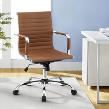 Artiss Office Chair Conference Chairs PU Leather Mid Back Brown Conference Chair price