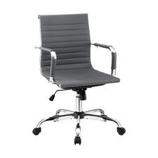 Artiss Office Chair Conference Chairs PU Leather Mid Back Grey Conference Chair price