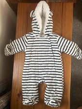 Baby Snowsuit First Wish 3-6M 00 Black and White Stripe Print One Piece Snaps Baby Snowsuit price