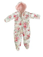 Floral Pink white Baby Girl Snowsuit Bodysuit Padded Coverall - size 12-18mths Baby Snowsuit price