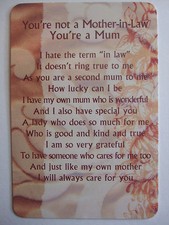 Pocket Keepsake Messages "You're not a Mother-in-law You're a Mum Wallet/ Purse Pocket Laws price