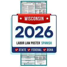 Wisconsin State and Federal Labor Law Poster 2026 SPANISH - Non-Laminated Paper Labor Law price