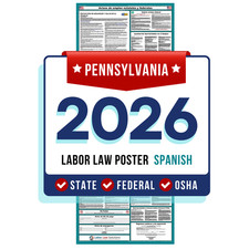 Pennsylvania State and Federal Labor Law Poster 2026 SPANISH Labor Law price