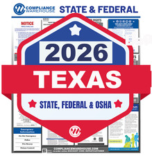 2026 Texas TX State/Federal Labor Law All In 1 Compliance Poster Paper/Laminated Labor Law price
